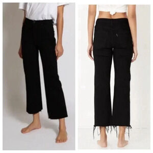 NWT AskkNY Slim Crop Wide Leg Jeans Black Resin size 32